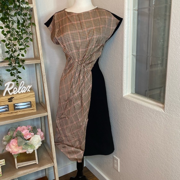 🆕Zara Patchwork asymmetrical midi dress - Picture 4 of 14